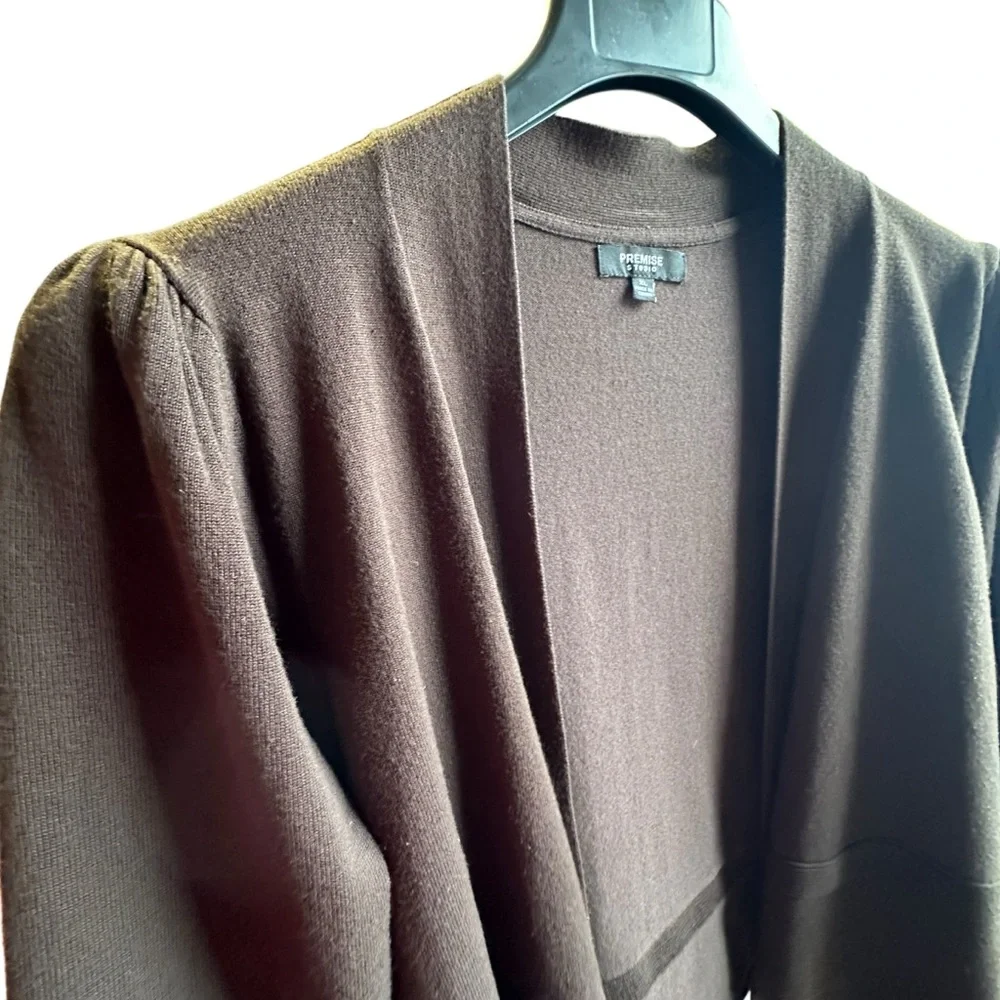 Premise Tie Front 3/4 sleeve Brown Sweater XL (19” Pit to pit)